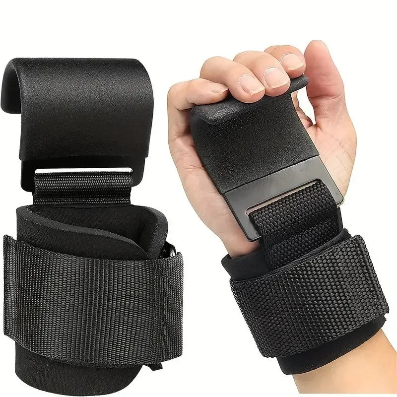 Weight Lifting Hook Grips with Wrist Wraps Hand-Bar Wrist Strap Gym Fitness Hook Weight Strap Pull-Ups Power Lifting Gloves