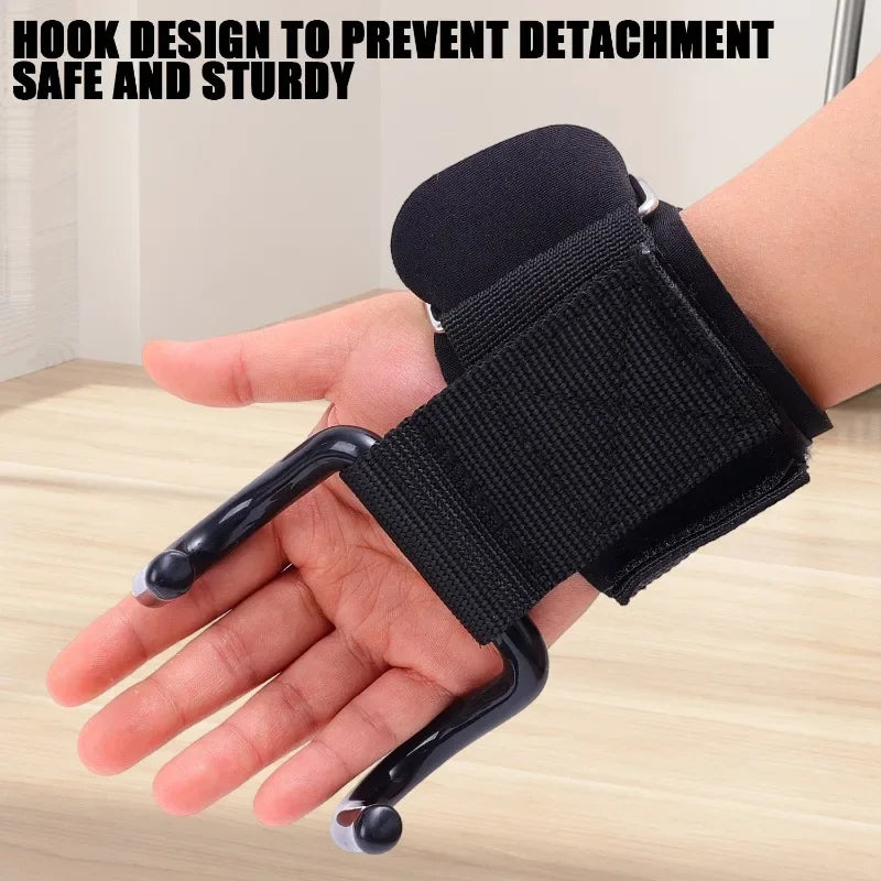 Weight Lifting Hook Grips with Wrist Wraps Hand-Bar Wrist Strap Gym Fitness Hook Weight Strap Pull-Ups Power Lifting Gloves