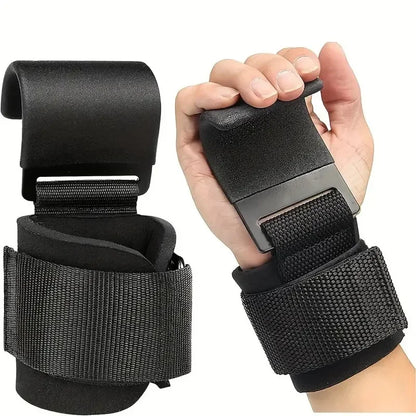 Weight Lifting Hook Grips with Wrist Wraps Hand-Bar Wrist Strap Gym Fitness Hook Weight Strap Pull-Ups Power Lifting Gloves